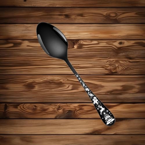 Image of Stainless Steel Flatware Cutlery, Mirror Polished Tableware Eating Utensils for Home Kitchen, Spoons Set Include Knife Fork Spoon & Dinner Knives (10 Pieces, Color : Black)