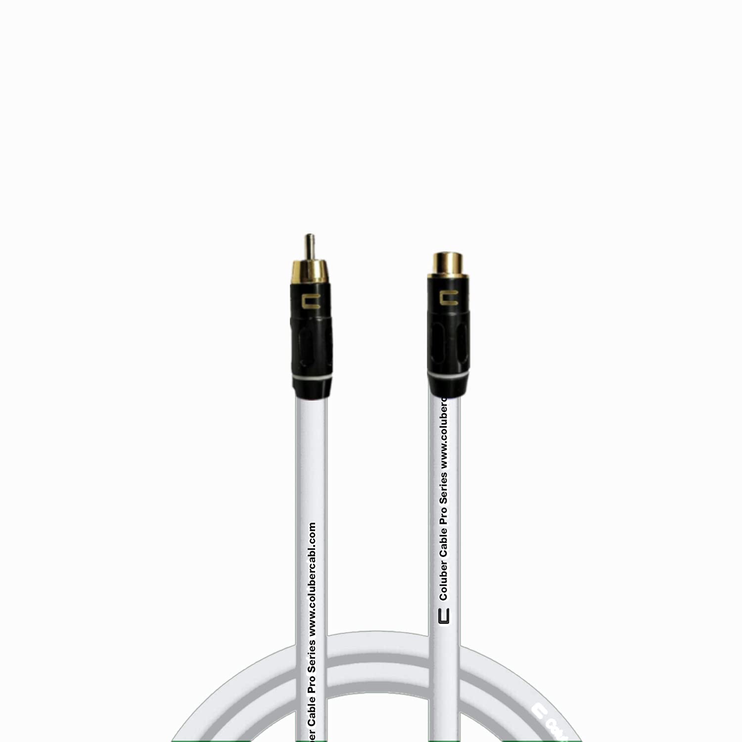 COLUBER CABLE RCA Male to RCA Female - 6 Feet - White - Pro 3-Pin Microphone Connector for Powered Speakers, Audio Interface or Mixer for Live