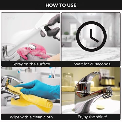Image of Zerfa Tough Lime Scale Hard Water Stain Remover & Tap Cleaner, Bathroom, Taps, Faucet, Basins, Showers & Floor Tiles Cleaning Spray for Tough Stains - 300 ml