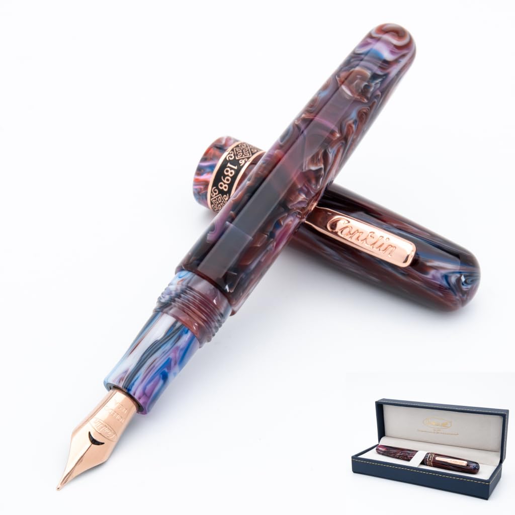 Conklin 1898 Fountain Pen, Misto Purple - Fine Nib | Unique Resin Pen with Luxury Design | JoWo Stainless Steel Nib Made in Germany | Ideal Gift for