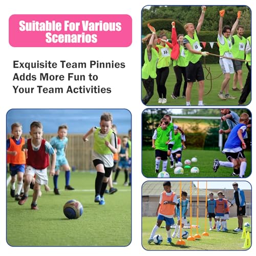 Image of 12 /24 /48Pcs Soccer Pinnies Youth, Scrimmage Team Practice Vests | Mesh Printed and Unprinted Numbers Team Pennies for Basketball Soccer Football Bibs Adults Kids
