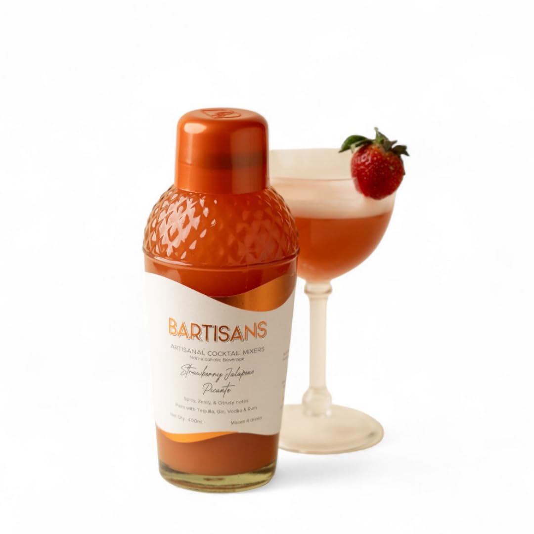 Bartisans Strawberry Jalapeño Picante Cocktail Mixer | Made with Real Ingredients, Handcrafted | 400ml, Makes 4 Drinks | for Tequila, Vodka & Rum Cocktails-image-40