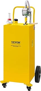 VEVOR Fuel Caddy, 35 Gallon, Gas Storage Tank on 4 Wheels, with Manual Transfer Pump, Gasoline Diesel Fuel Container for Cars, Lawn Mowers, ATVs, Boats, More, Yellow