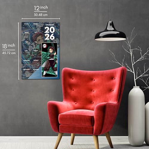 Image of 2026 Anime Wall Calendar 12 x 18 Inch | Tanjiro Blue Theme Inspired | Aesthetic Anime Poster Calendar | Room & Wall Decoration | Premium Print