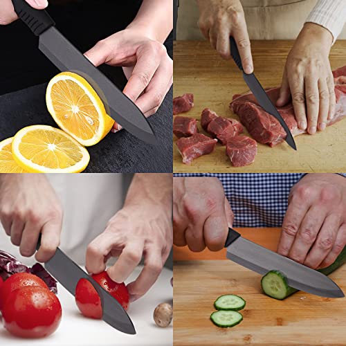 Chuyiren Ceramic Knife Set, Ceramic Kitchen Knives With Block, Ultra Sharp Rust Proof Stain Resistant Knife With Ergonomic Anti-Slip Handle, 5 Pcs, Black #TOP4