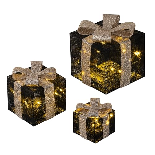 Bambelaa! 3er Led Deko Geschenke Leucht Boxen Timer Weihnachts...