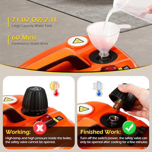 Image of Dyna-Living Steam Cleaner 1800W Multipurpose Steam Cleaner for Home 5 bar Steamer Cleaner for Car Detailing 320F High Temperature High Pressure Steamer for Carpets Floor with 2.1 L Inner Water Tank