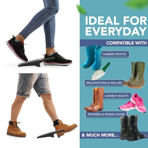 HEFTMAN Stiefelknecht für Gummistiefel - 2er-Pack Robuster Boot Jack, Stabiler Stiefelanzieher aus Kunststoff - Stiefelknechte mit Schuhabstreifer zum Entfernen von Schlamm (Schwarz/Orange)