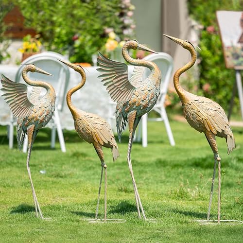 Statues Jardin Héron Métal Antirouille Bronze TERESA'S COLLECTIONS