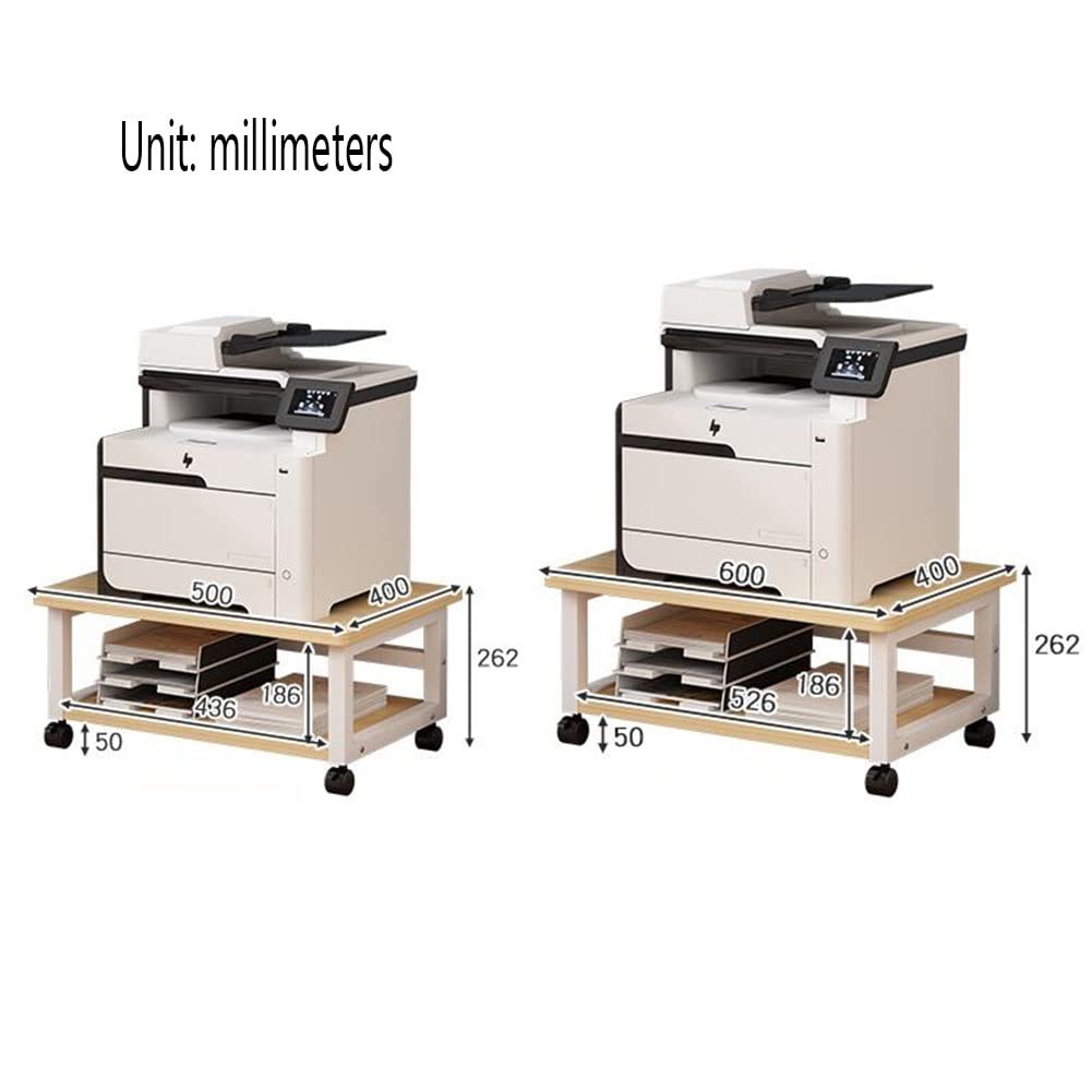 Genérico Soporte móvil para Impresora con Ruedas giratorias - Carro Multiusos para Oficina, escáner, Libros y Archivos - Solución de Almacenamiento Que Ahorra Espacio, Blanco, 60 x 40 x 26,2 cm