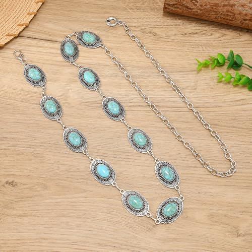 Western Oval Concho Chain Belt for Women Metal Waist Chain Belt for Jeans Western Dresses Cowgirl3