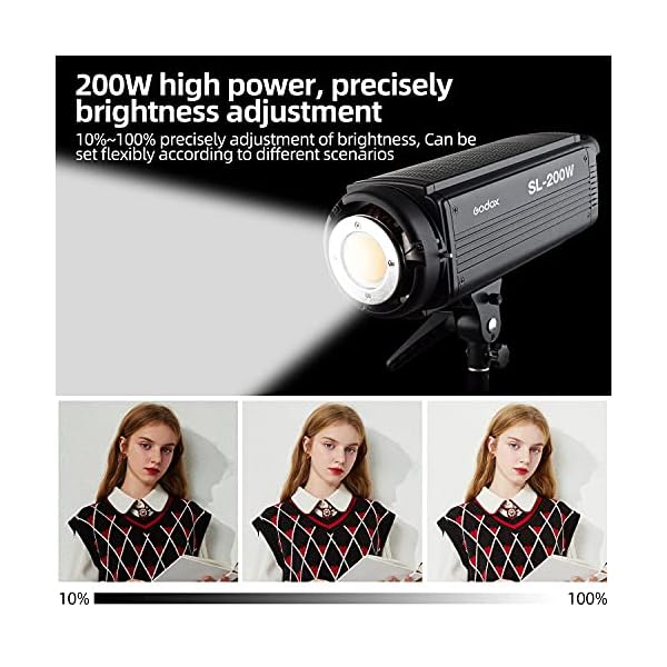 GODOX SL200W LED Video Leuchte 200W 5600K Video Licht Bowens Halterung Fotografie Fotostudio Videoaufnahme YouTube – Bild 3