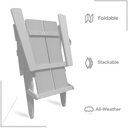 Miniatura 7 de Silla Adirondack plegable  Silla de plástico resistente de gran tamaño para exteriores con soporte para tazas, silla Adirondack de resina para todo