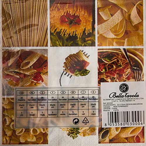 Bella Tavola Guardanapo Design Macaroni 20 Folhas 33X33Cm Multicor