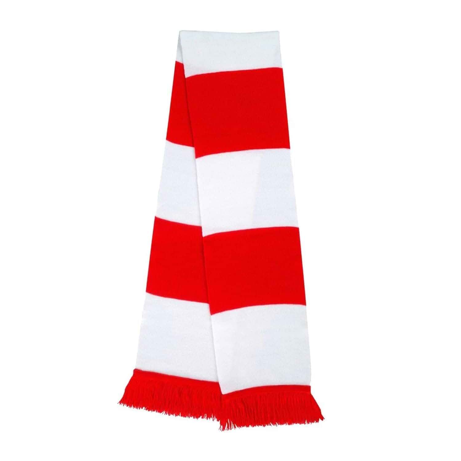 Soccer Fan Scarf | Bar Scarf | Red + White | Liverpool Style | Premium Acrylic Knit