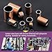 Swpeet 50cs 5 Size 6mm(Bore)×8mm(OD), 8mm(Bore)×10mm(OD), 12mm(Bore)×14mm(OD) Sleeve Bearing Assortment Kit, Plain Bearings Wrapped Oilless Bushings, Bronze Sintered Sleeve Bearings