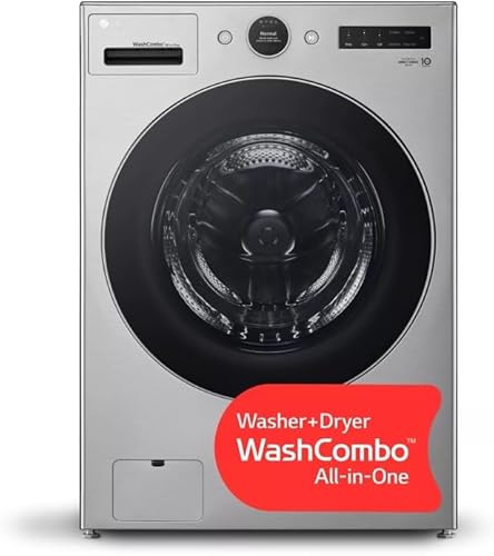 LG WM6998HVA Combo de lavadorasecadora inteligente de carga frontal de 27 pulgadas con capacidad de 5.0 pies cúbicos, acero inoxidable