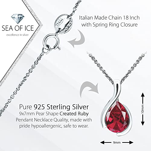 Sea Of Ice Pear Shape Teardrop Natural Gemstones Pendant Necklace -Red Garnet 9X7Mm Pear Shape With Sterling Silver Necklace 18 Inch - Necklaces For Everyday Wear thumb #1