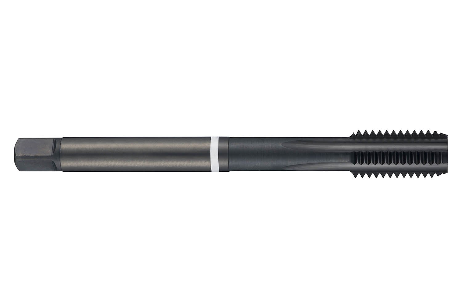 Dormer E252 Cobalt Steel Machine Straight Flute Threading Tap, Nitride Finish, Round with Square End Shank, Modified Bottoming Chamfer, M8-1.25mm Thread Size, 6mm Shank Diameter (Pack of 1)