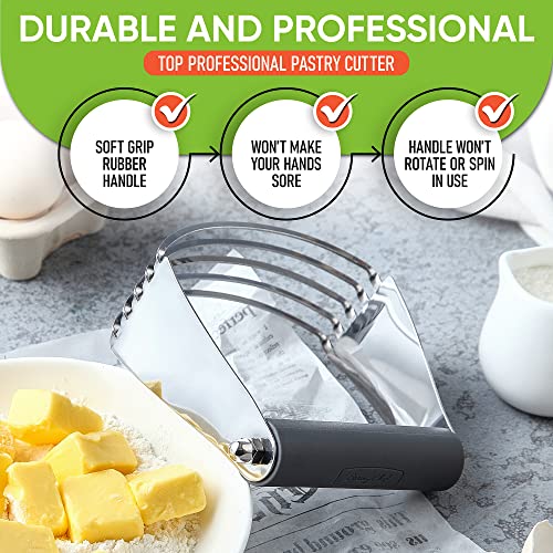 Image of Spring Chef Large Dough Blender For Baking - Durable Pastry Blender - Gray