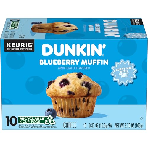 Dunkin' Blueberry Muffin Flavored Coffee, 10 Keurig K-Cup Pods