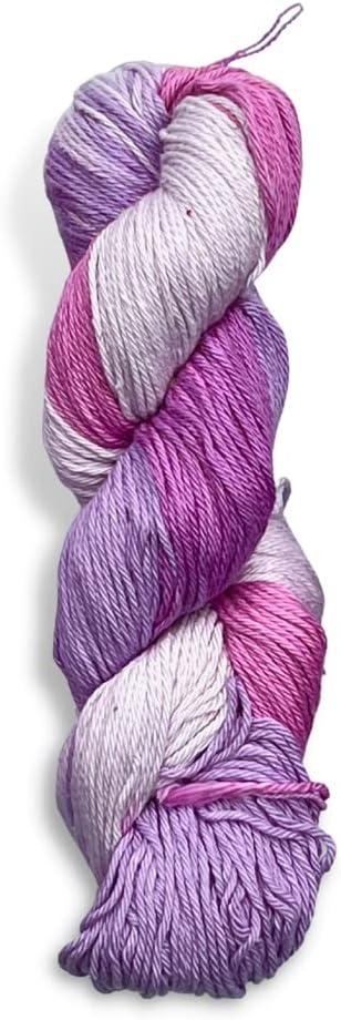 Revolution Fibers Hand Dyed Glossy Cotton Yarn Multi-Colored | 4 Ply, DK Weight 100 Grams, 200 Yards Per Skein | Perfect for Weaving, Crafting, Crochet, Knitting (La La Lilac)