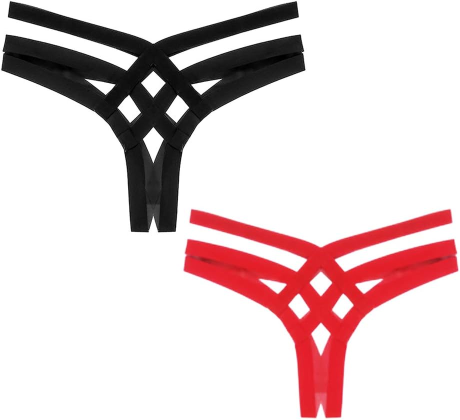 HYJEALWomen's Width Bandage Panties Cross Back Plus Size Underwear G-String Thongs