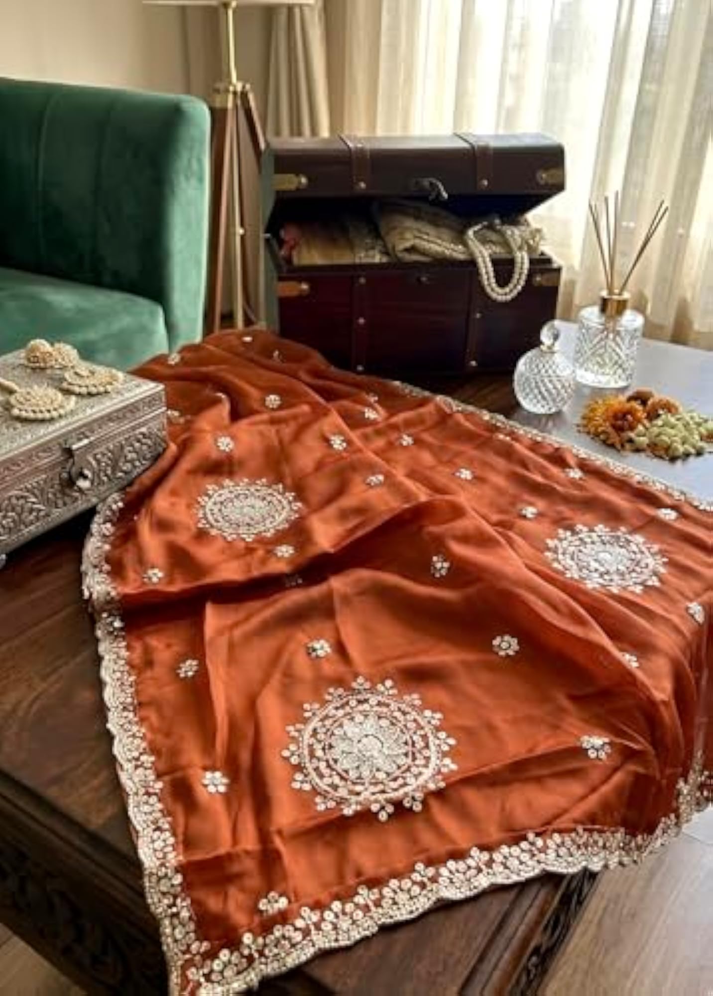Women's Beautiful Sequin Embroidery Work Soft Georgette Dupatta