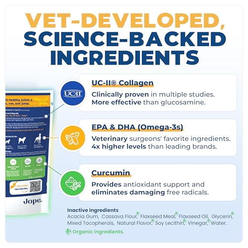 Jope Hip & Joint Supplement for Dogs Large, Medium, Small - Joint Chews w/UC-II® Collagen - Proven Better Than Glucosamine Chondroitin in Canine Health - Veterinarian Formulated, Omega 3 & Curcumin - Thumbnail 6