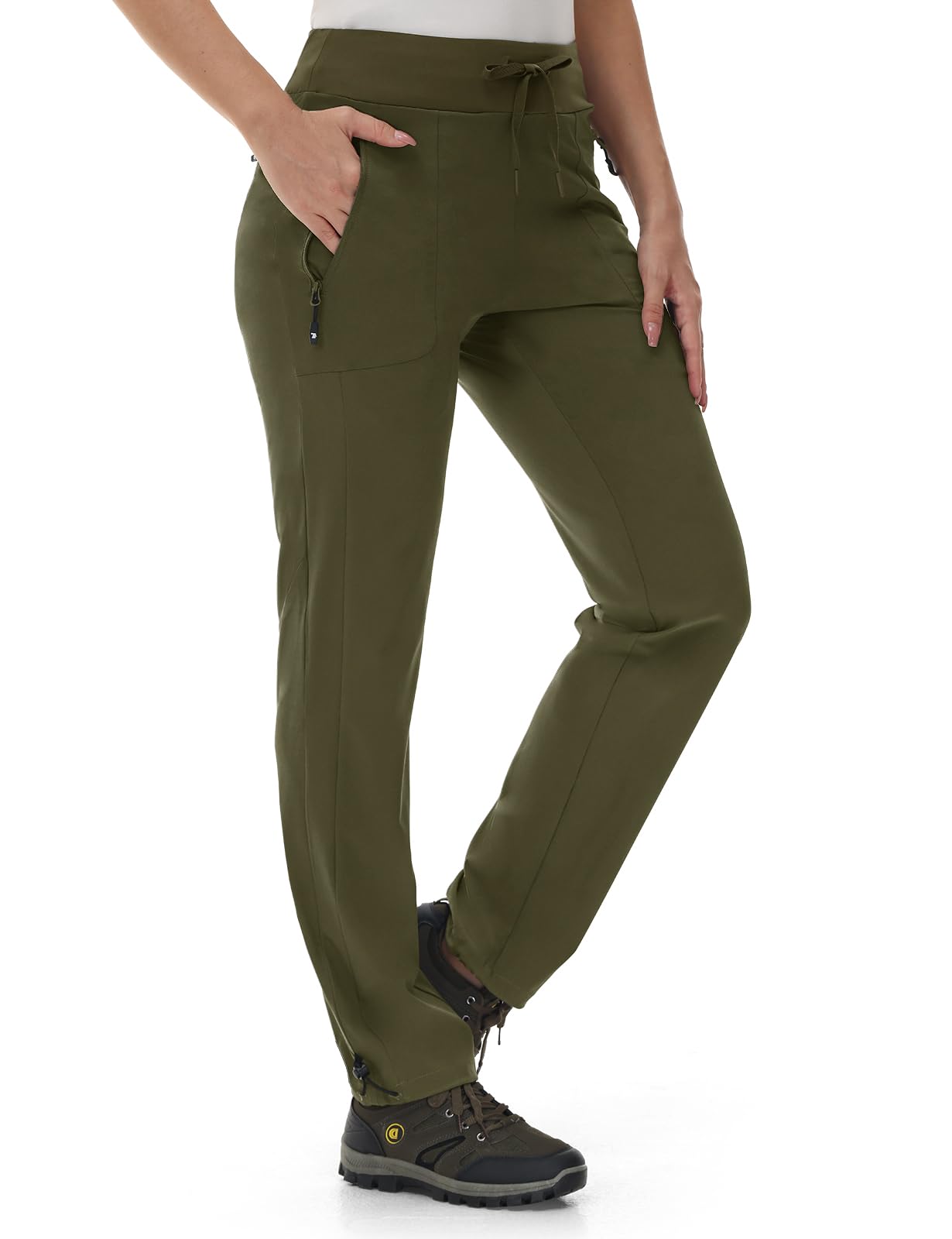 Rdruko Women's Hiking Pants Quick Dry Lightweight Water Resistant Outdoor Pants Athletic Joggers with Zipper Pockets