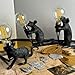 3PCS Gold Mouse Table Lamp Set – Decorative Animal Sculptures with Bulbs | Whimsical Rat Desk Light Trio for Bedroom, Bookshelf, or Living Room Decor | Vintage Resin Mouse Lamp Gift Idea (Gold)