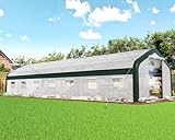 AMERLIFE 34x10x7 FT Large Walk-in Tunnel Greenhouse for Outdoors with Watering System 2 Zipper Rolling Doors, Heavy Duty Greenhouse Upgraded Galvanized Steel Frame 14 Windows, White/Green