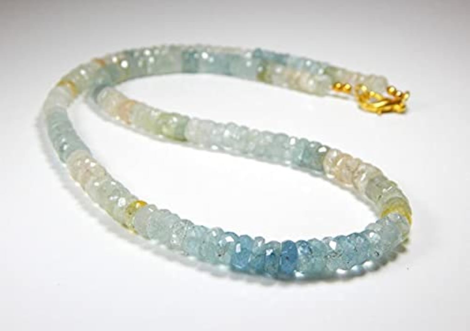 Aigue-marine perles heishi pour fabrication de collier de perles en pierres naturelles 9''