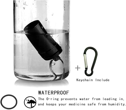 Miniatura 4 de Pastillero de aluminio con mosquetones, pastillero de metal hermético, organizadores de píldoras impermeables para acampar al aire libre, viajes