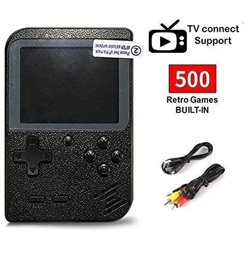SeeKool Console de Jeu Portable Retro FC, 3 Pouces 500 Jeux Classiques Console de Jeux vidéo rétro, 1 Chargement USB, Grand Cadeau pour Enfants Amis (Black)