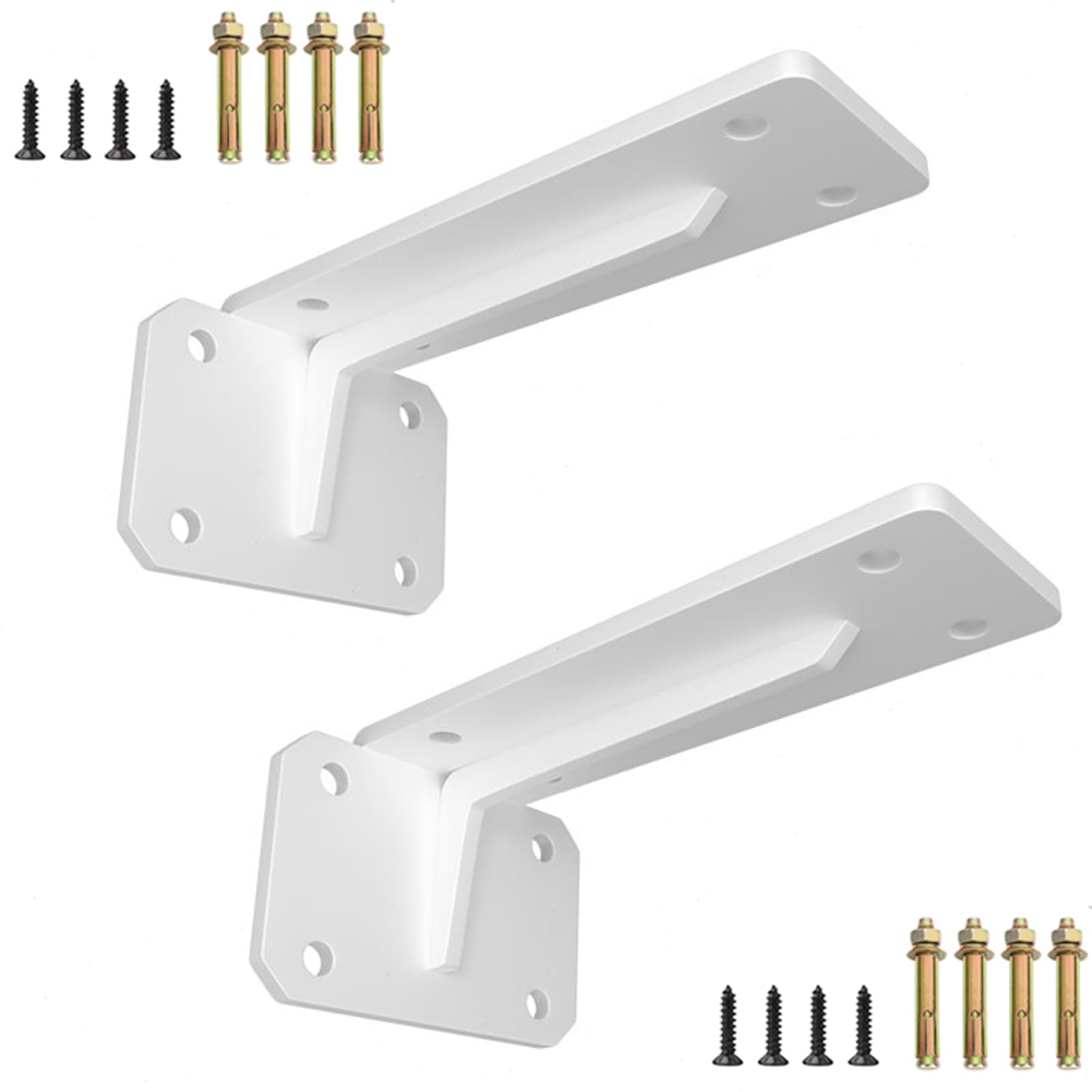 2 Pezzi Supporto per Scaffali Pesanti,Staffa per Mensole Triangolare da Parete,Reggimensola Ferro,Staffa per Tavolo a Muro 90 Gradi Angolo Retto per Libreria,con Viti (500mm,Bianco)