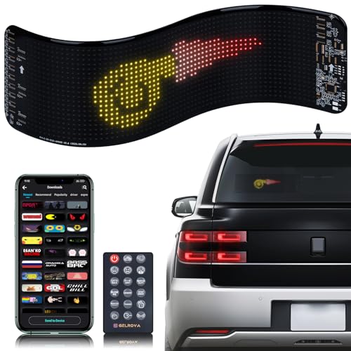 Gelrova Light Signs for Car, Scrolling Bright Advertising LED Signs, Flexible LED Car Sign Remote and App Control Custom Programmable LED Display for Store Car Bar Hotel (14