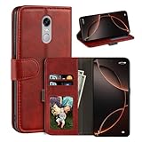 UOGNADGD Leder-Flip-Hülle Kompatibel mit Bluboo Maya Max Geldbörsen-Hülle mit Kartenfächern, Magnetverschluss, Kickstand, RFID Stoßfest (Rot)