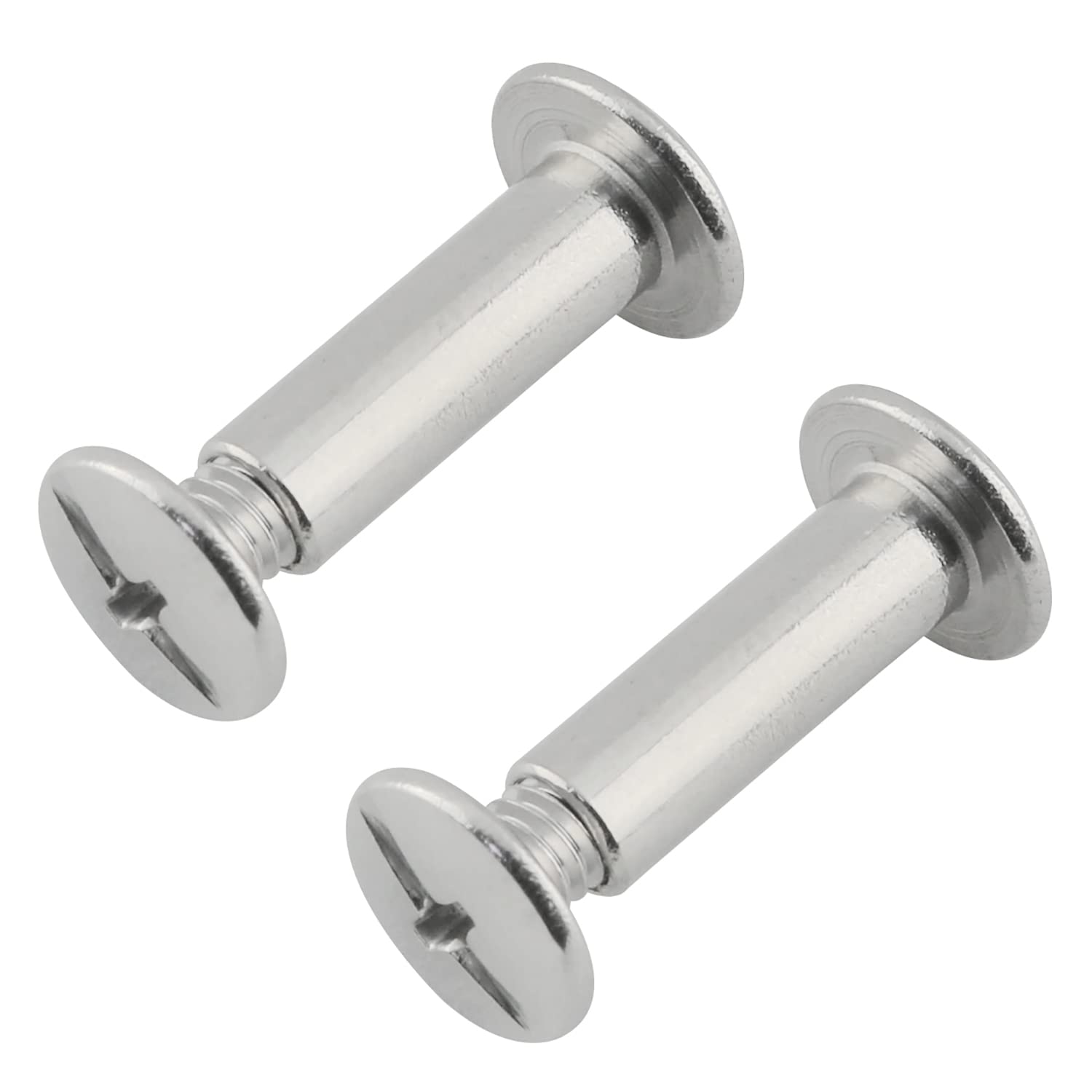 Chicago Screw ZZLZX 20Sets 5mm X 15mm Nickel Plated Chicago Binding Screws, Round Cross Head Stud Screw Posts, Phillips Nail Rivet