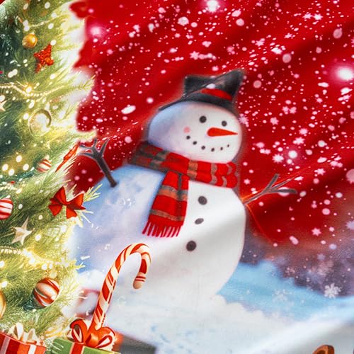 Image of Red Christmas Curtains 54 Inches Long, Santa Snowflake Light Filtering Rod Pocket Drapes with Tassel Trim for Bedroom Living Room, 2 Panels