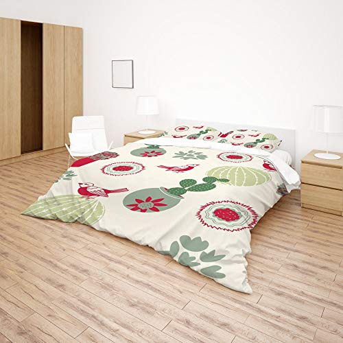 Housse de couette douce lavable en machine parure lit cactus de Noël - 5