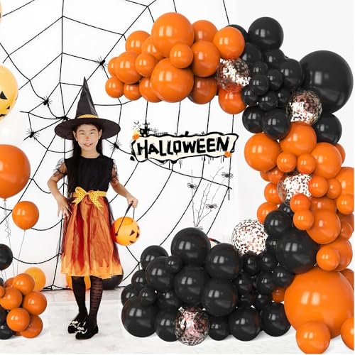 Image of Pop The Party Halloween Decoration Kit Pack of 39 | Skeleton Foil Balloon, Black & Orange Balloons, Round Foil Balloon & Fringe Curtain for Spooky Party Decor