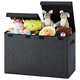 Apicizon Large Toy Box Chest for Boys Girls Storage Organizer, Collapsible Toy Storage Bins with Dou