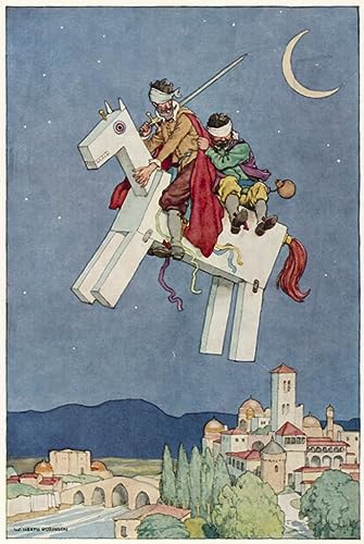 Cuadro en lienzo de las aventuras de Don Quijote de William Heath Robinson, decoración de 60x90 cm