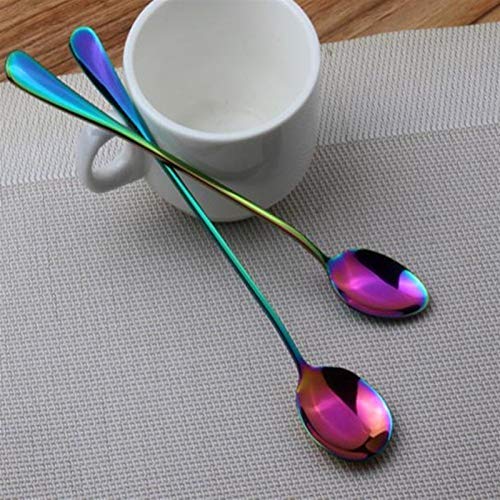Cuillère à long manche en acier inoxydable robuste style arc-en-ciel - 6