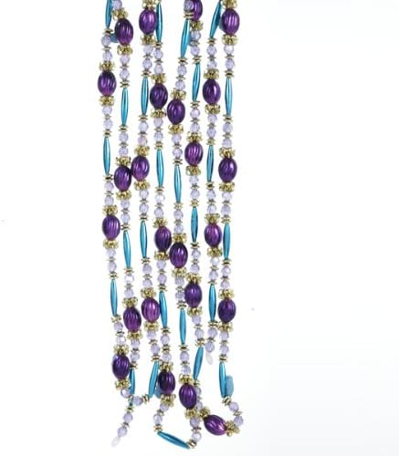 Kurt Adler 9' Regal Peacock Purple, Turquoise and Gold Beaded Christmas Garland