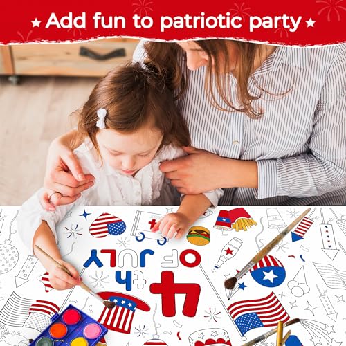 Image of Childom 1 Pack Fourth of July Coloring Tablecloth for Kids,4th of July Crafts for Kids 30 inchx72 inch Giant Coloring Poster Table Cloth,Large Paper Poster Crafts Party Activities,4th of July Paper Tablecloth