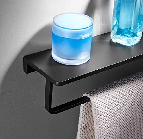Barra de toalla de aluminio negro mate para colgar en pared de baño 5