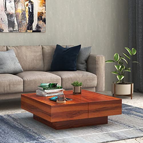 Chetan Interiors Solid Sheesham Wood Coffee Center Table for Living Room | (Plus Honey Small)