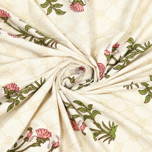 Image of 300 TC 100% Pure Cotton Bedsheet for Double Bed King Size (90x108) inch, Jaipuri Print Double Bedsheet with 2 Pillow Covers, Premium Printed Flat Bed Sheet